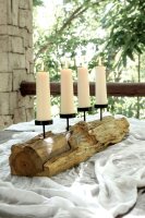 Bougeoir teck bois fer 71 cm de long pièce unique...