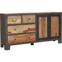 Buffet en bois massif 165 cm Gris Nature Noir...