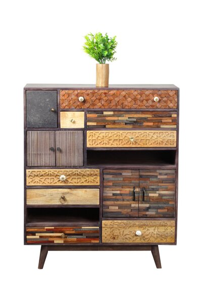 Buffet décoratif bois MDF hauteur 121 cm Coloré Moderne