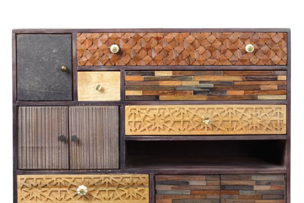 Buffet décoratif bois MDF hauteur 121 cm Coloré Moderne