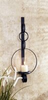 Bougeoir mural Noir 52 cm de haut en fer Verre Rustique