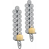 Porte-bougies mural Set de 2 H : 38,5 cm Noir TANNER