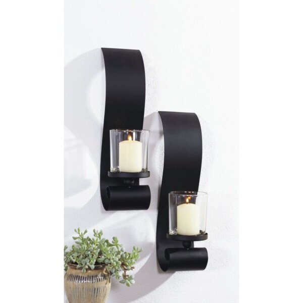 Lot de 2 bougeoirs noirs H : 36 cm Moderne Métal Verre