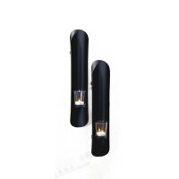 Lot de 2 bougeoirs muraux Noir Métal Verre H :...