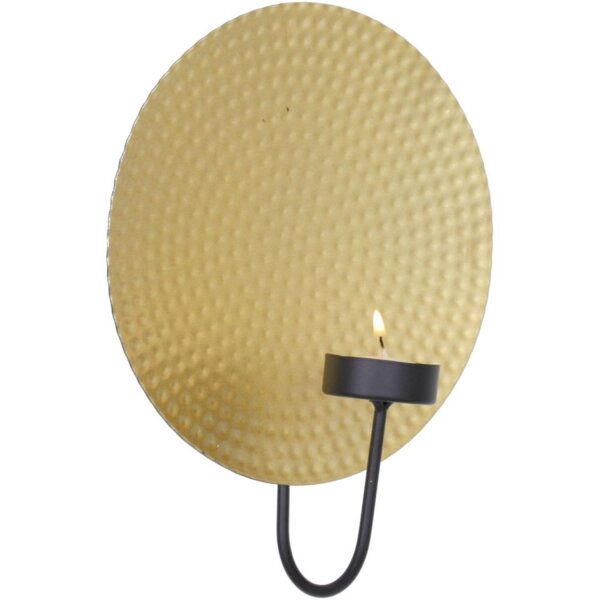 Set de 2 bougeoirs muraux L : 18 cm rond en or noir