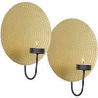 Set de 2 bougeoirs muraux L : 18 cm rond en or noir