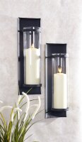 Bougeoir mural Noir Métal Verre H : 41 cm Moderne...