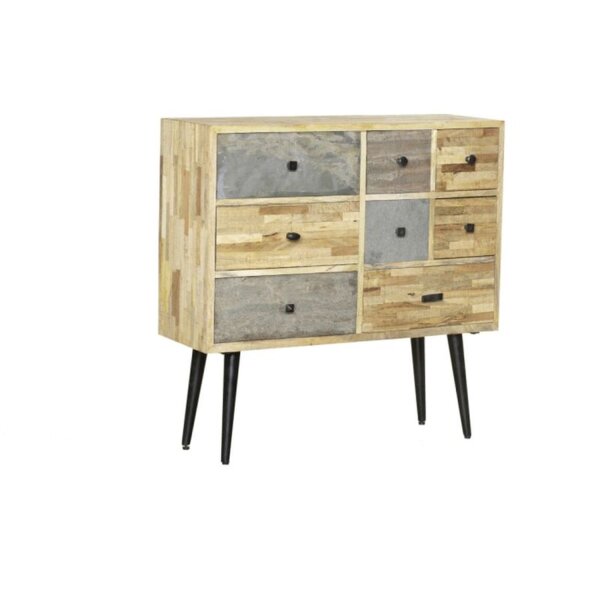 Buffet bois acier largeur 92 cm Nature Gris Noir