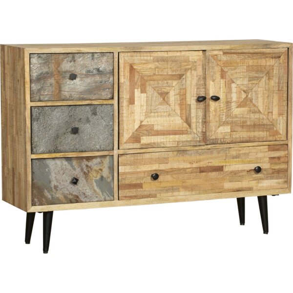 Sideboard bois acier L : 117 cm avec tiroirs portes