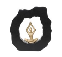 Statue décorative Noir Or Bois Alu Yoga Figure H :...