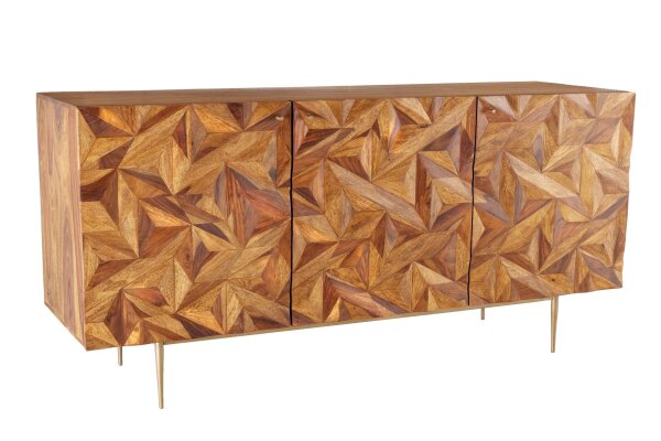 Sideboard bois de sheesham métal 145 cm de large fait main