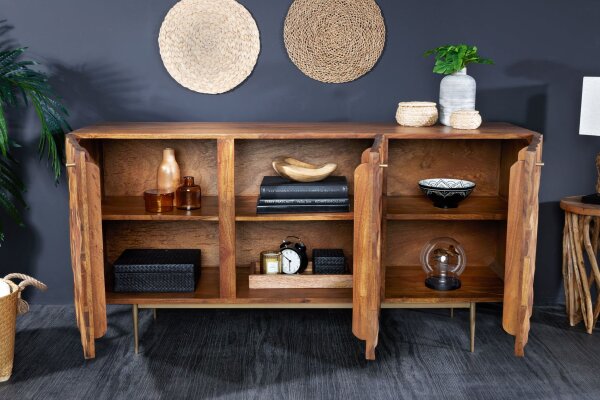 Sideboard bois de sheesham métal 145 cm de large fait main