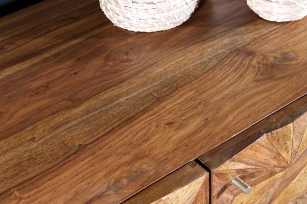 Sideboard bois de sheesham métal 145 cm de large fait main