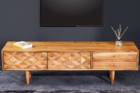 Meuble TV en bois 145 cm fait main 2 tiroirs portes