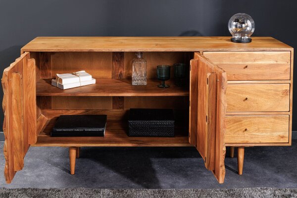 Buffet en bois dacacia métal 145 cm avec tiroirs MALI