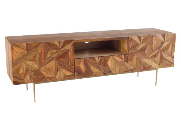 Buffet TV massif 160 cm de large en bois de Sheesham décoratif