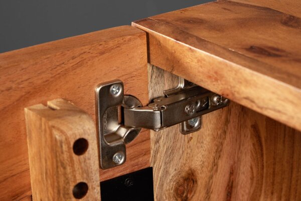 TV Lowboard suspendu en bois dacacia métal 160 cm bord darbre
