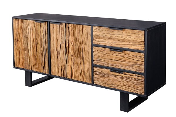 Buffet bois teck mangue fer largeur 150 cm piètement traîneau