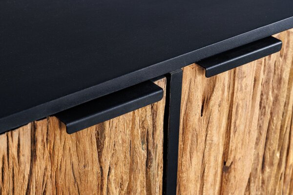 Buffet bois teck mangue fer largeur 150 cm piètement traîneau