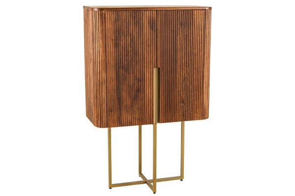 Highboard bois métal 80 x 125 cm Art Déco Design à lamelles
