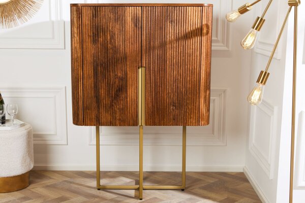 Highboard bois métal 80 x 125 cm Art Déco Design à lamelles
