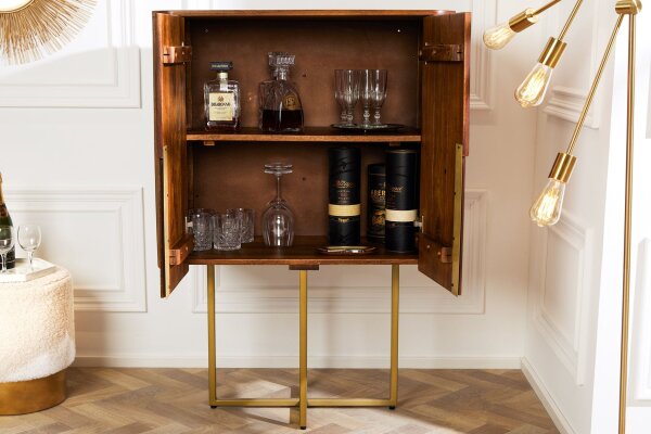 Highboard bois métal 80 x 125 cm Art Déco Design à lamelles
