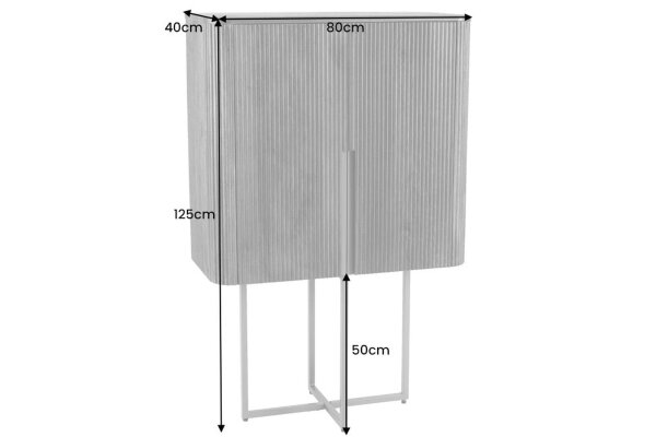Highboard bois métal 80 x 125 cm Art Déco Design à lamelles