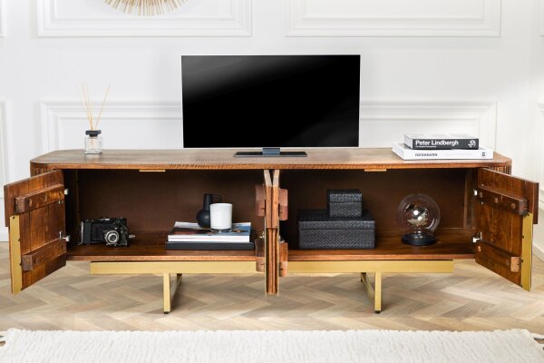 TV Lowboard 160 cm bois métal design art déco