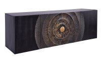 Buffet suspendu noir or 177 cm ornementation artisanale bois