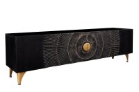 TV Board 180 cm de large Noir Or Travail manuel Bois...