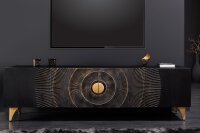 TV Board 180 cm de large Noir Or Travail manuel Bois...