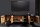 TV Board 180 cm de large Noir Or Travail manuel Bois Métal