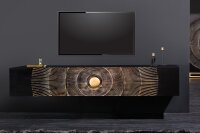 Tableau TV suspendu bois métal 160 cm noir or fait...