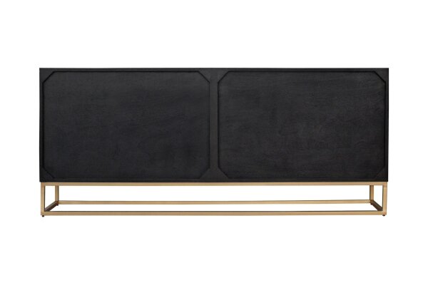 Sideboard noir or 177 x 76 cm ornement portes fait main