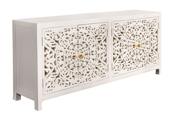 Sideboard bois 170 cm blanc or travail manuel décoratif