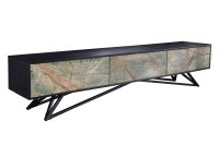 TV Lowboard 200 cm placage de pierre bois dacacia fer...