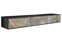 TV Lowboard 200 cm placage de pierre bois dacacia fer...