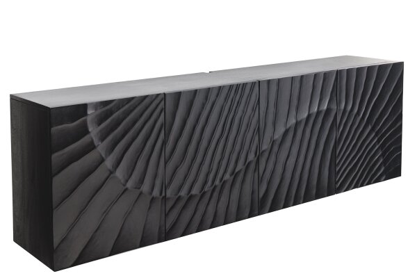 Buffet suspendu Noir Bois Largeur 177 cm Travail manuel Motif 3D