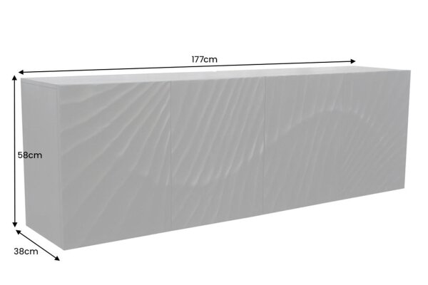 Buffet suspendu Noir Bois Largeur 177 cm Travail manuel Motif 3D