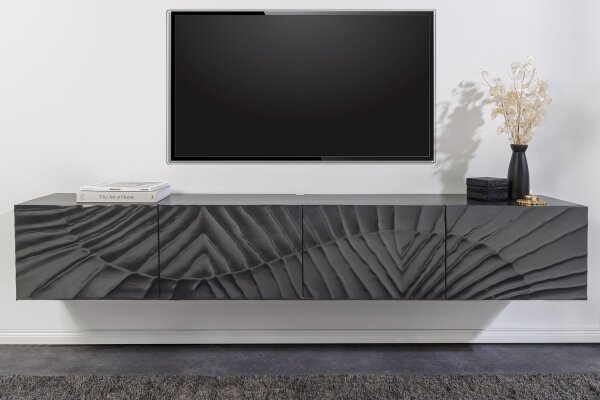 Tableau suspendu noir 200 cm de long fait main en bois de manguier