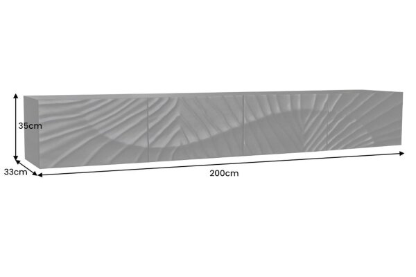 Tableau suspendu noir 200 cm de long fait main en bois de manguier