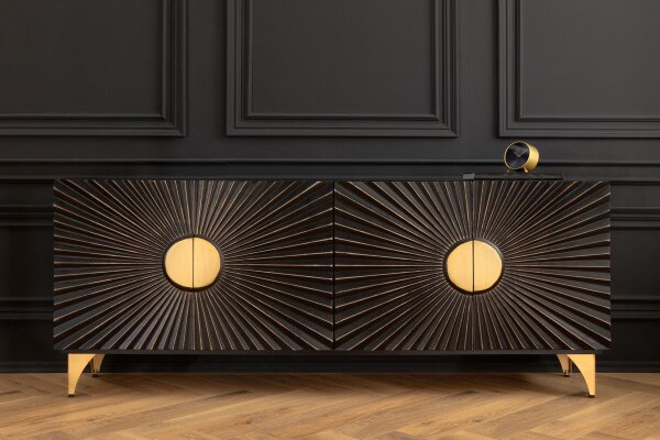 Sideboard noir or largeur 177 cm grand décoratif
