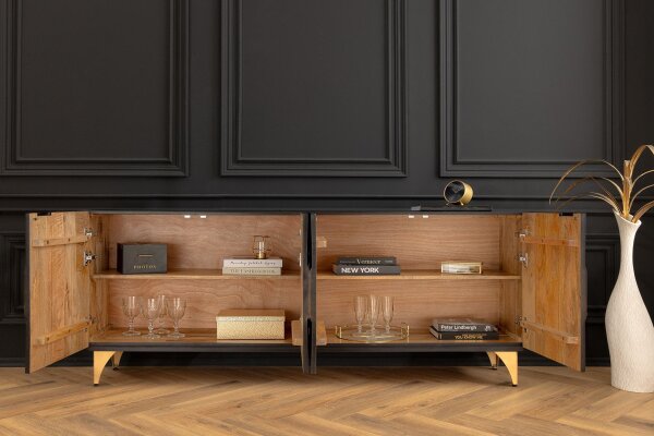 Sideboard noir or largeur 177 cm grand décoratif