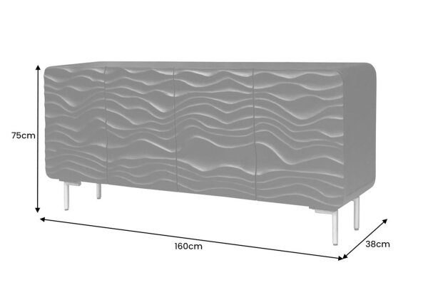 Buffet 160 cm bois métal noir or fait main