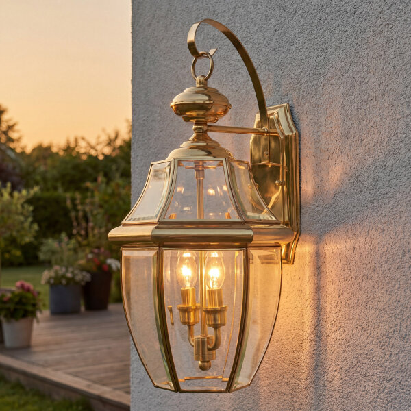 Lanterne murale laiton verre vintage inoxydable IP44 E14