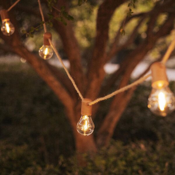 Guirlande lumineuse extérieure LED 5m 10x E27 IP44 2700 K avec fiche
