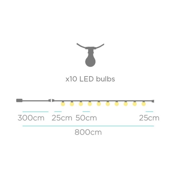 Guirlande lumineuse solaire extérieure LED 2700K blanc chaud IP44 5m de long