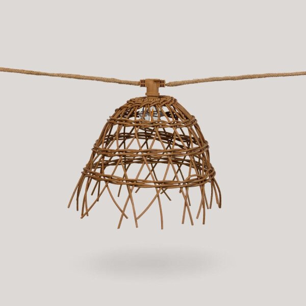 Guirlande lumineuse solaire LED 1800 K 5 m de long jute fibre naturelle