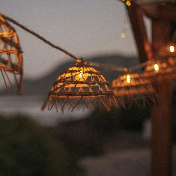 Guirlande lumineuse solaire LED 1800 K 5 m de long jute fibre naturelle
