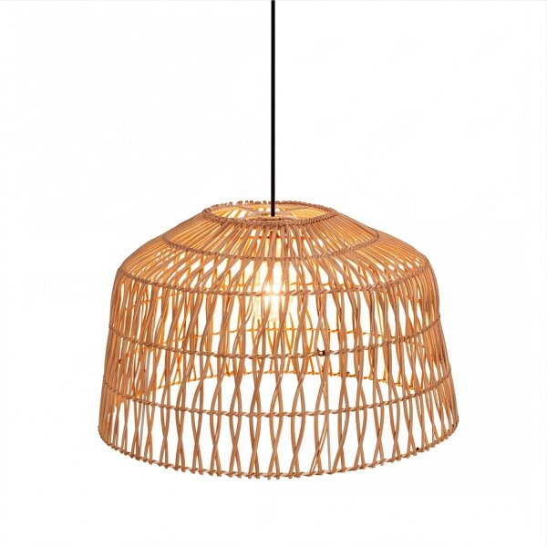 Suspension rotin Ø 49 cm Naturel Noir Boho E27